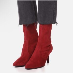 (Like New)Stuart Weitzman Red Sock Booties, suede boots – Size 6.5
